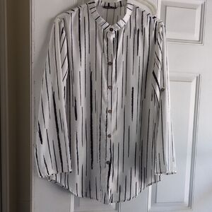 Noracora Women's White and Black Striped  Blouse